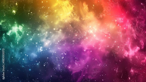 Colorful abstract space background with sparkling stars and galaxies.