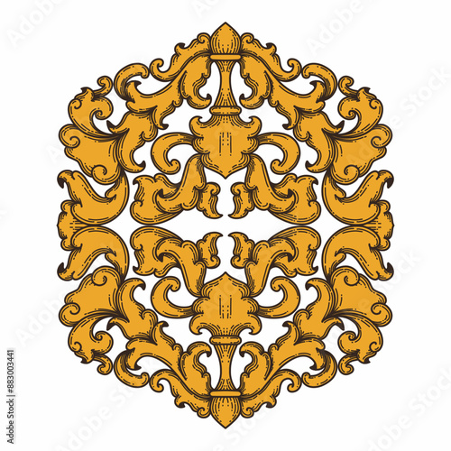 Isolated ornamental design. Ornamental elements for your designs. Floral carving decoration for postcards, invitations, social media or wedding.