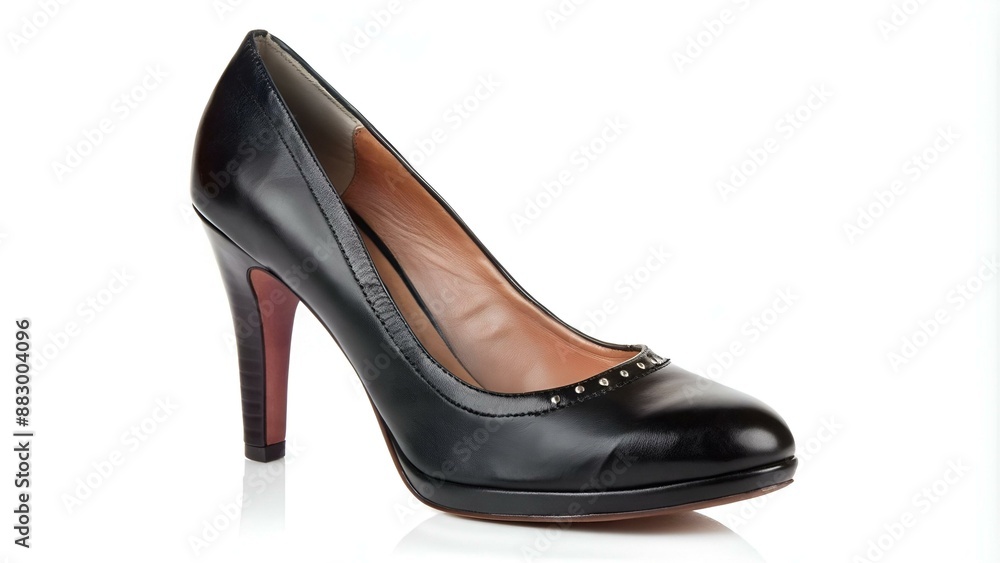 Black leather women's shoes with high heels isolated on white background Black leather women's shoes with high heels isolated on white background