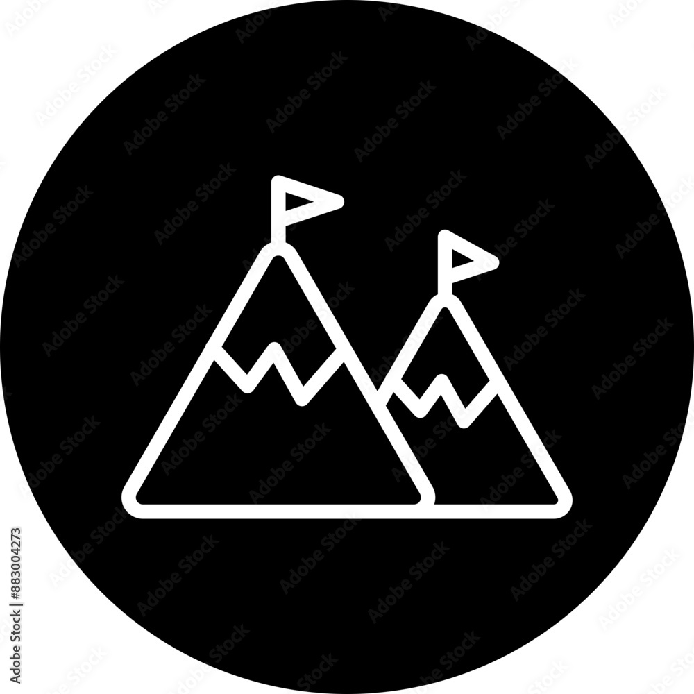 Mountains Vector Line White Circle Black Mountains Vector Line White Circle Black