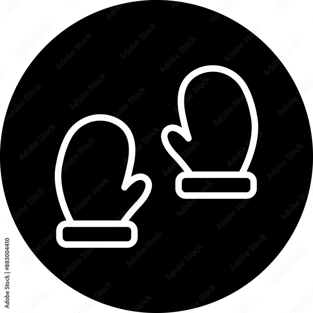 Mitten Vector Line White Circle Black Mitten Vector Line White Circle Black