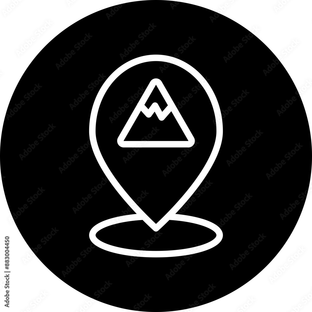Hill Map Vector Line White Circle Black Hill Map Vector Line White Circle Black