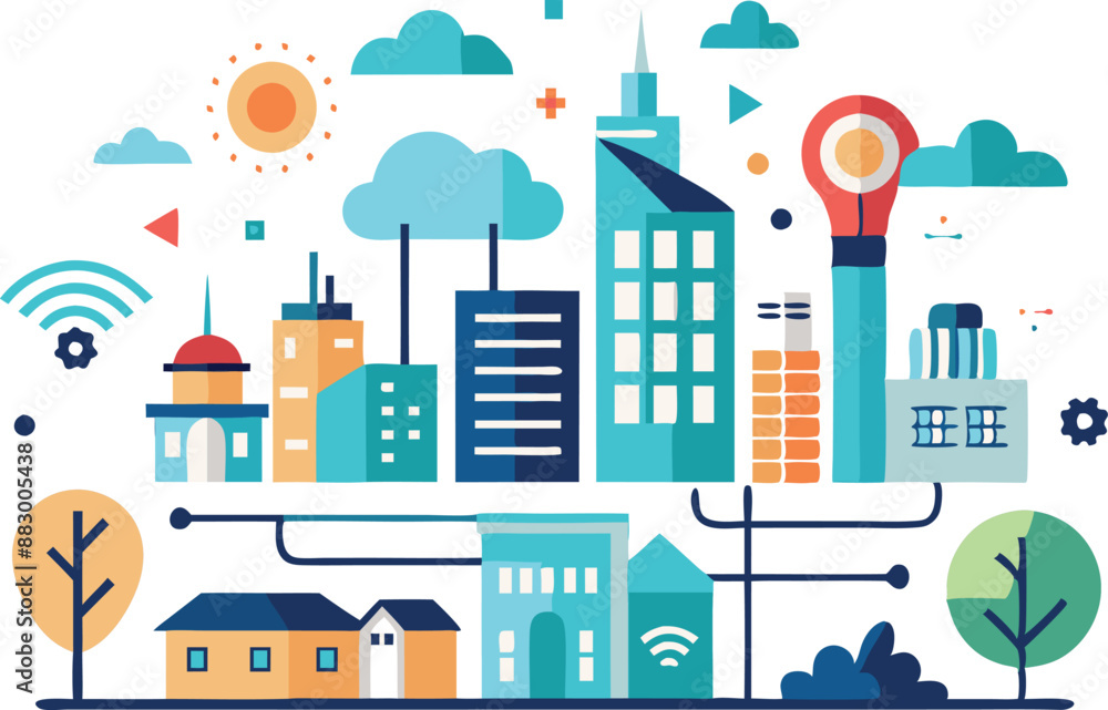 Modern smart city with advanced technology Modern smart city with advanced technology