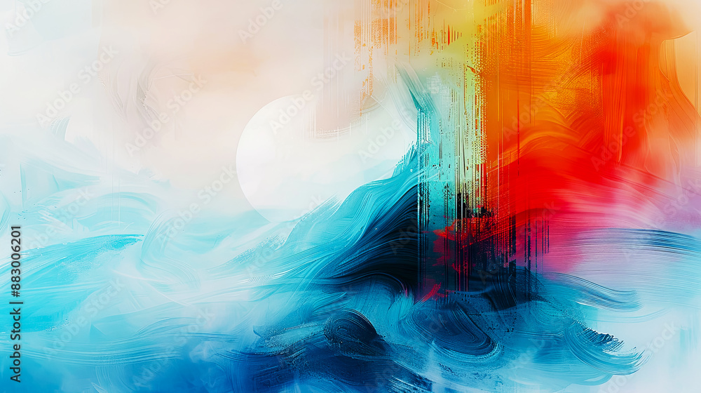 Abstract collage of stormy sea and sunset with cascading sun, mental health care concept Abstract collage of stormy sea and sunset with cascading sun, mental health care concept