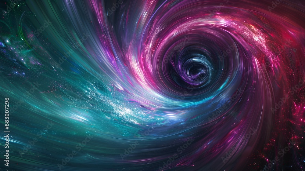 Fototapeta premium An abstract space design featuring elegant, winding curves and a gradient of cosmic colors