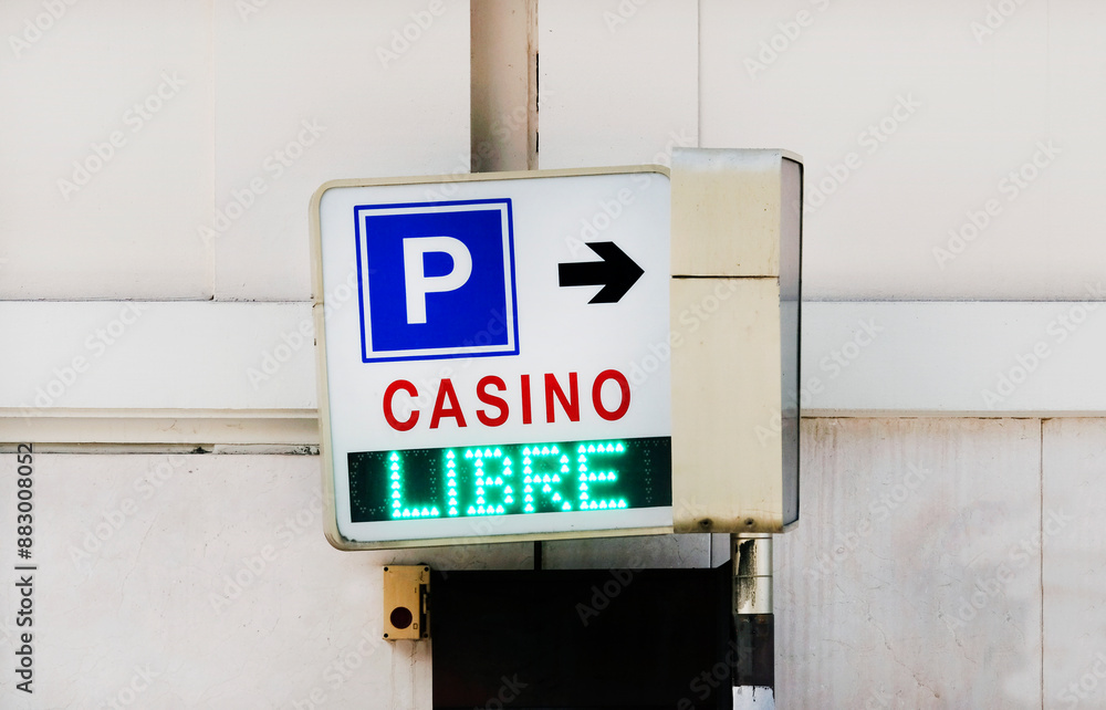 Sign for a parking lot in Monaco with free spots Sign for a parking lot in Monaco with free spots