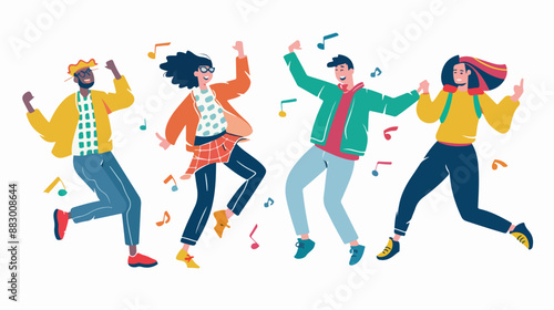 Four of Lively Gathering Of Characters Joyfully Celebration