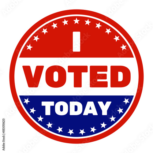 I voted today pin, election day badge for voted people, round label or sticker, vector
