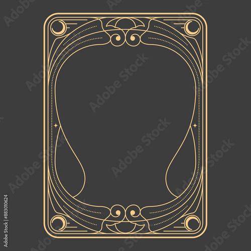 Magic frame with art nouveau design elements, reverse side of tarot cards, esoteric pattern, mystic frame, vector