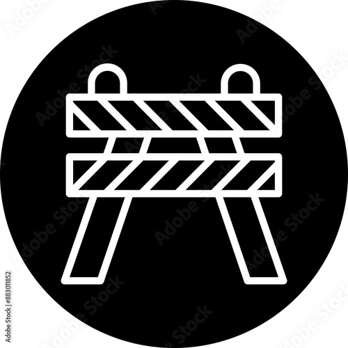 Road Obstruction Vector Line White Circle Black