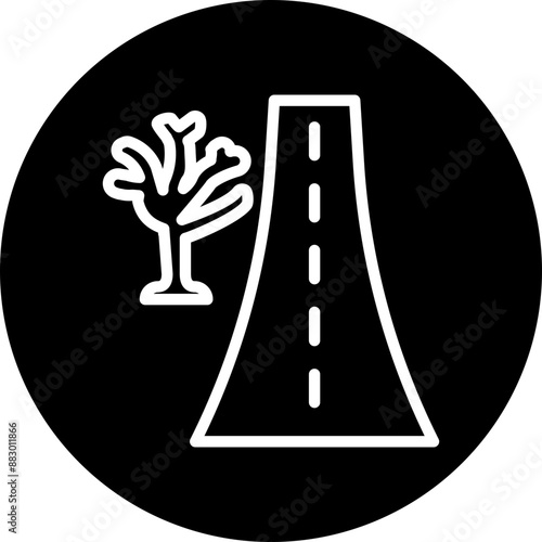 Roadside Vector Line White Circle Black