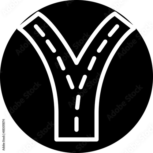 Road Split Vector Line White Circle Black