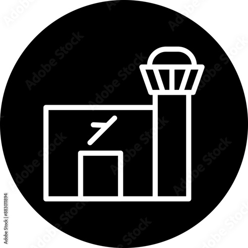 Airport Vector Line White Circle Black