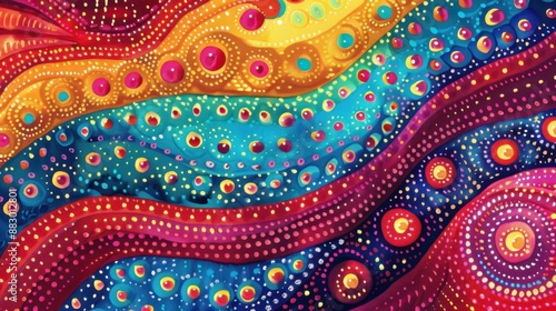 A vibrant and fashionable abstract background featuring bandhani textile patterns.
