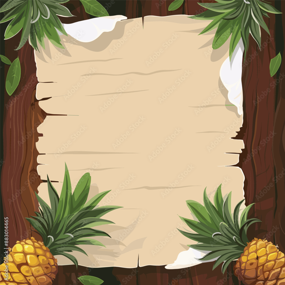 Fototapeta premium Tropical Pineapple Parchment Background