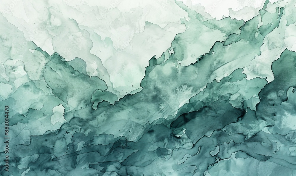 Obraz premium Pale gray blue green abstract watercolor drawing. Sage green color. Art background for design. Water. Grunge. Blot, Stein, daub, Generative AI