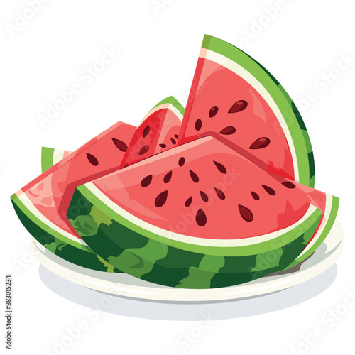 Fresh watermelon slices on a plate, healthy summer snack, fruit, food, dessert, refreshing