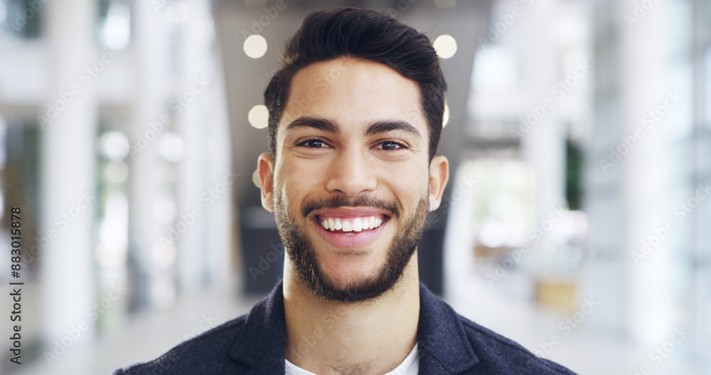 Man, portrait and happiness in office for career with finance, employee with confidence for accounting. Male accountant, smile and workplace building with pride for professional job in corporate Man, portrait and happiness in office for career with finance, employee with confidence for accounting. Male accountant, smile and workplace building with pride for professional job in corporate