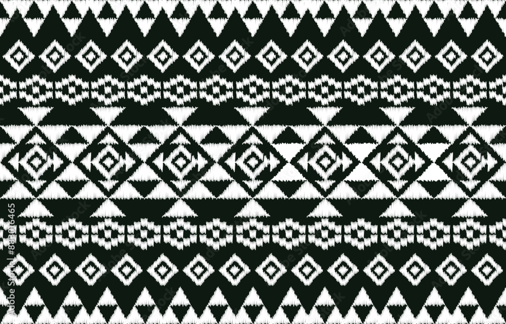 Geometrics Ikat ethnic design.Ikat seamless pattern in tribal, folk embroidery abstract wave art. ornament print. Ikat Design for wallpaper,carpet, clothing, fashion, fabric Geometrics Ikat ethnic design.Ikat seamless pattern in tribal, folk embroidery abstract wave art. ornament print. Ikat Design for wallpaper,carpet, clothing, fashion, fabric