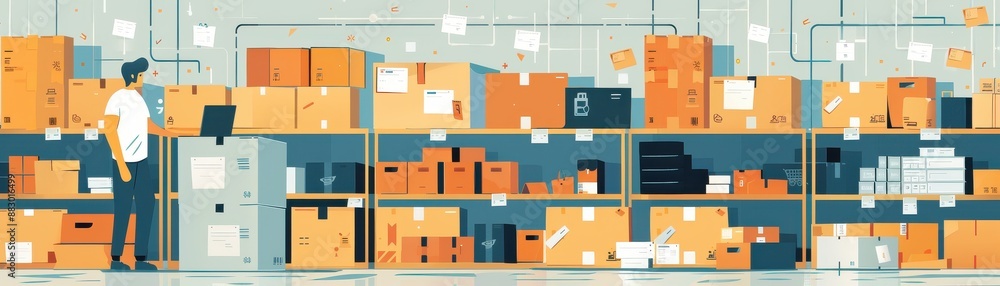 Digital marketing for SMEs, packing orders for shipment, flat design illustration Digital marketing for SMEs, packing orders for shipment, flat design illustration