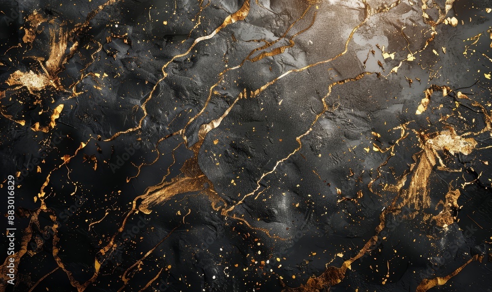 Black background with grunge texture decorated with Shiny golden lines. black gold luxury background, Generative AI Black background with grunge texture decorated with Shiny golden lines. black gold luxury background, Generative AI