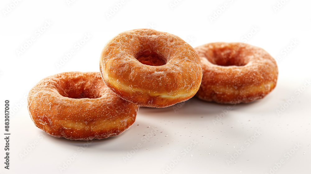 Festive Autumn Apple Cider Donuts, Appetizing Seasonal Dessert Concept for Advertising, White Background Festive Autumn Apple Cider Donuts, Appetizing Seasonal Dessert Concept for Advertising, White Background