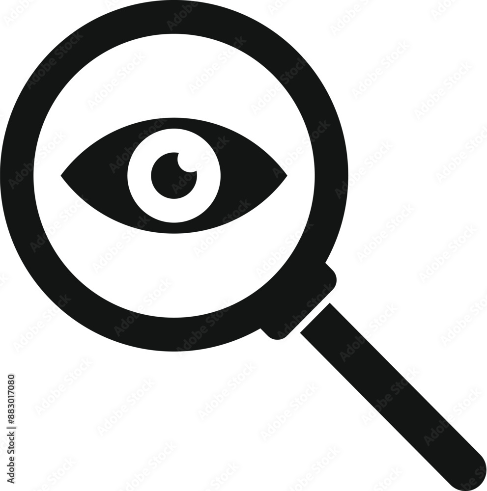 Magnifying glass examining eye concept icon, simple style Magnifying glass examining eye concept icon, simple style