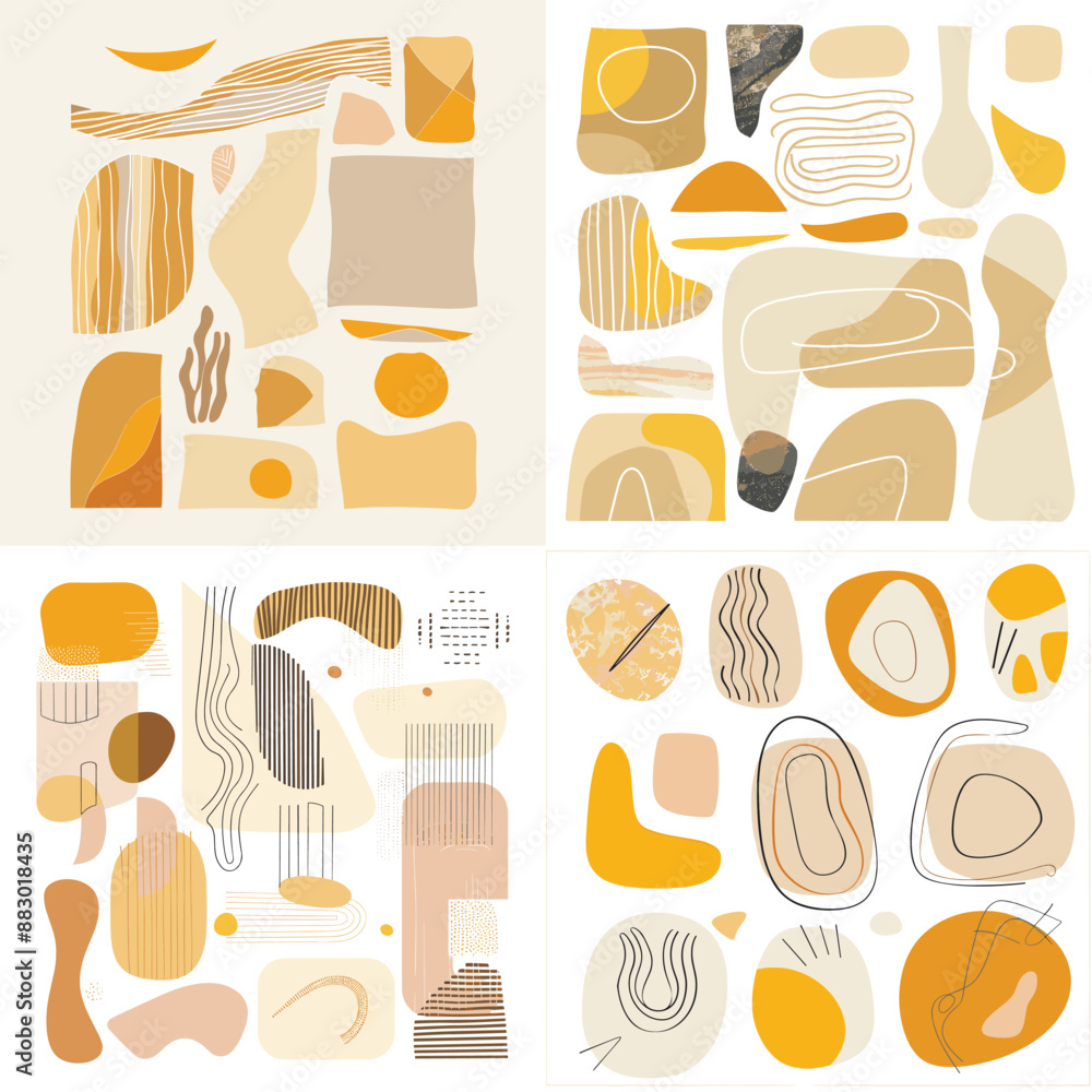 Abstract Geometric Shapes in Yellow and Brown Tones Abstract Geometric Shapes in Yellow and Brown Tones