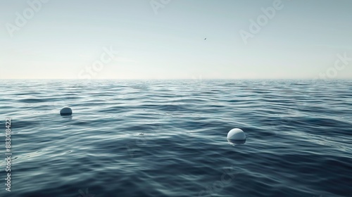 Buoys in the sea, the border of beach for swimming. AI generated illustration