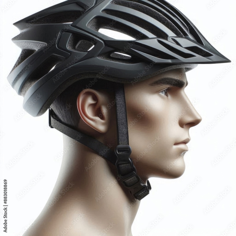 Protective bicycle helmet for adults on a white background. AI generated. Protective bicycle helmet for adults on a white background. AI generated.