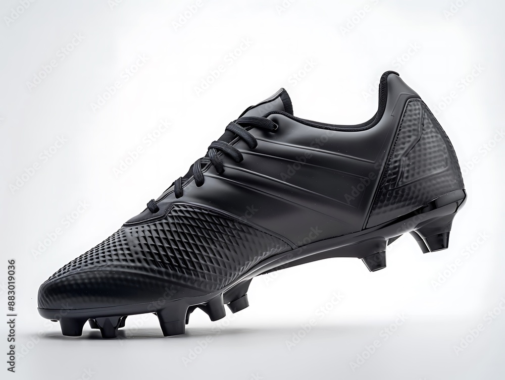 One black modern soccer boots isolated on white background. One black modern soccer boots isolated on white background.