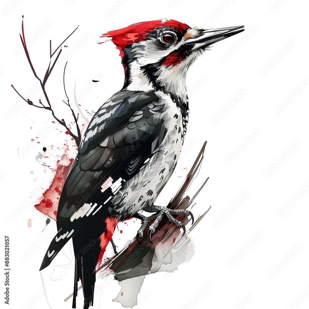 custom made wallpaper toronto digitalWoodpecker Artsy animal fashion cartoon isolated whitebackground