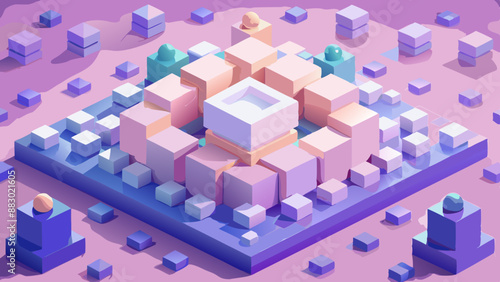 White background, white space in the center of picture. A pile of colorful blocks scattered all over the place. The bricks of different shapes and sizes to show diversity.