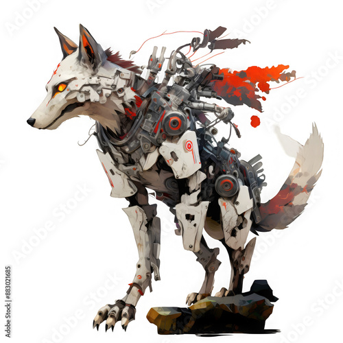A cyborg dog in okami style