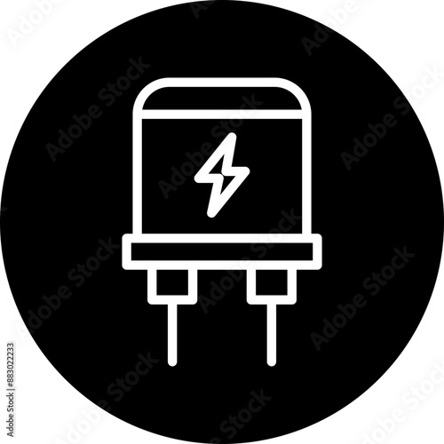 Capacitor Vector Line White Circle Black