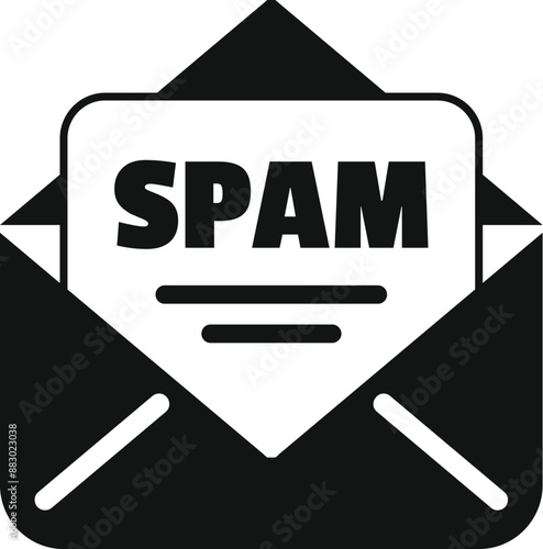 Open envelope containing a spam message, concept of unwanted electronic communication