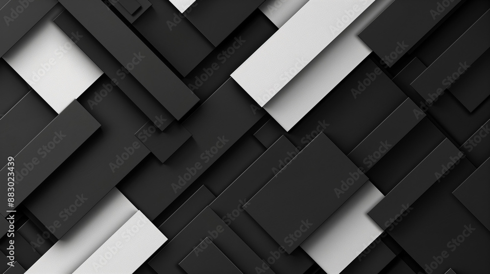 A black and white abstract wallpaper with geometric shapes for a modern, tech-inspired design A black and white abstract wallpaper with geometric shapes for a modern, tech-inspired design