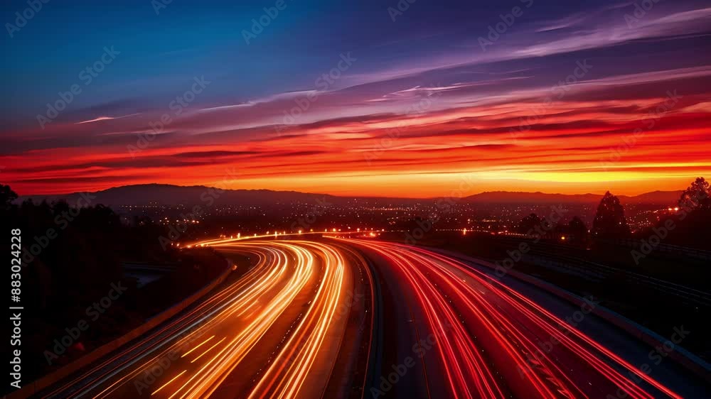 The perfect balance of order and chaos as freeways merge captured in a beautiful light trail image. The perfect balance of order and chaos as freeways merge captured in a beautiful light trail image.