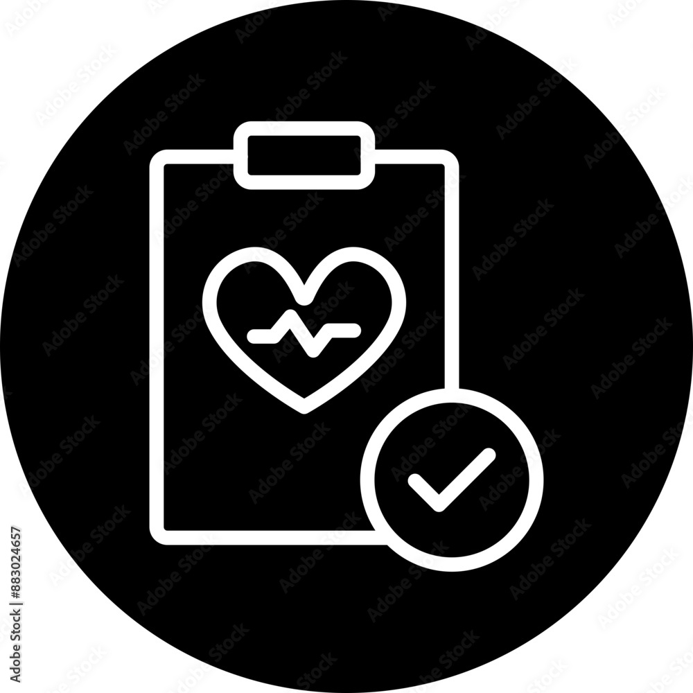 Health Check Vector Line White Circle Black Health Check Vector Line White Circle Black