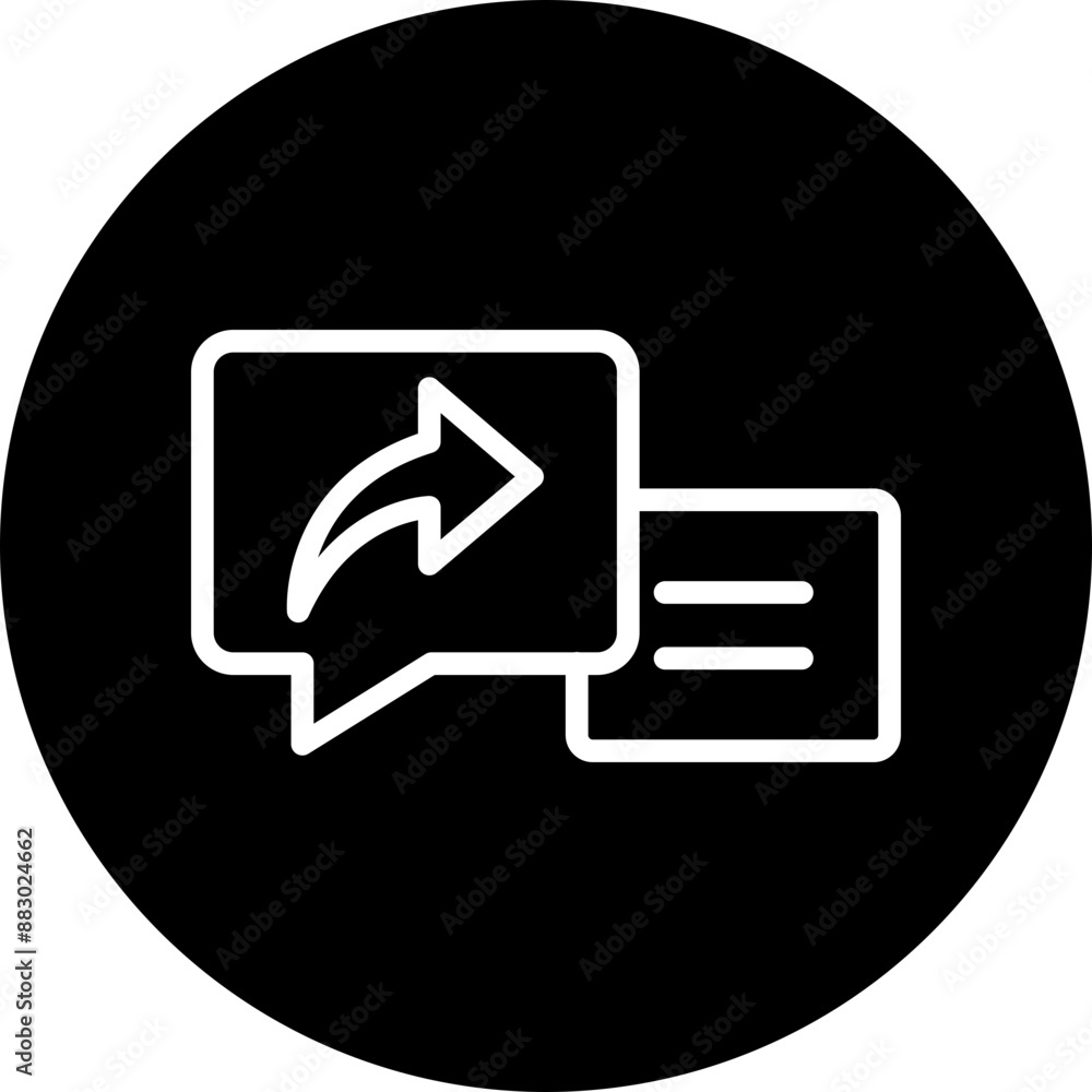 Forward Message Vector Line White Circle Black Forward Message Vector Line White Circle Black