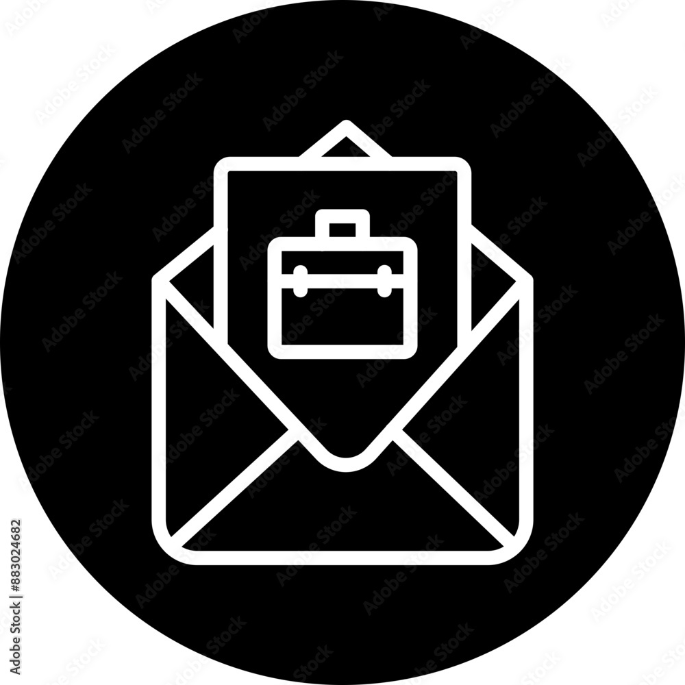Job Offer Vector Line White Circle Black Job Offer Vector Line White Circle Black