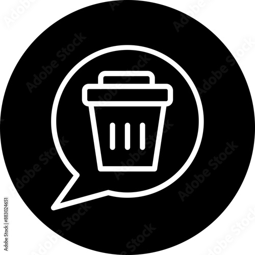 Delete Message Vector Line White Circle Black