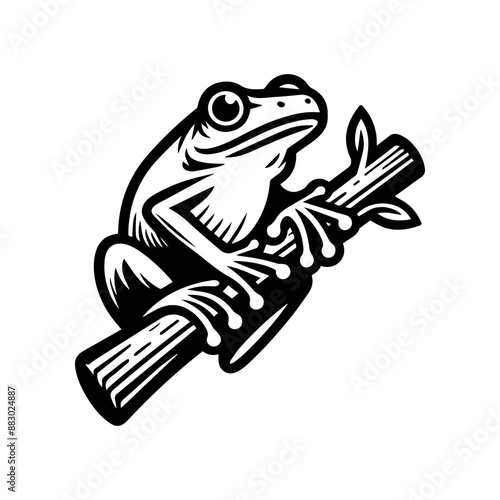 black frog logo vector design. Frog vector illustration photo