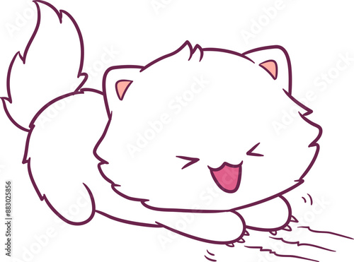 Adorable attractive cat vector doing its favorite activity