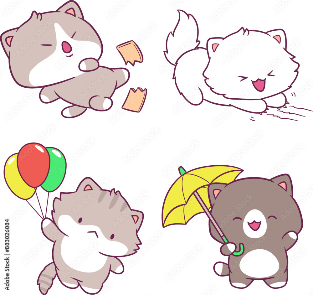 Adorable attractive cat vector doing its favorite activity Adorable attractive cat vector doing its favorite activity
