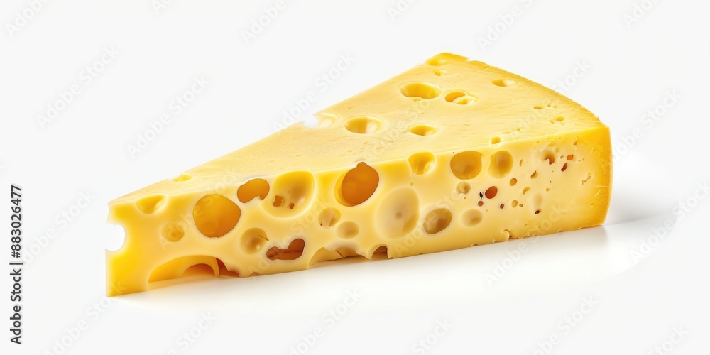 A slice of cheese sits alone on a white plate, perfect for a snack or appetizer A slice of cheese sits alone on a white plate, perfect for a snack or appetizer