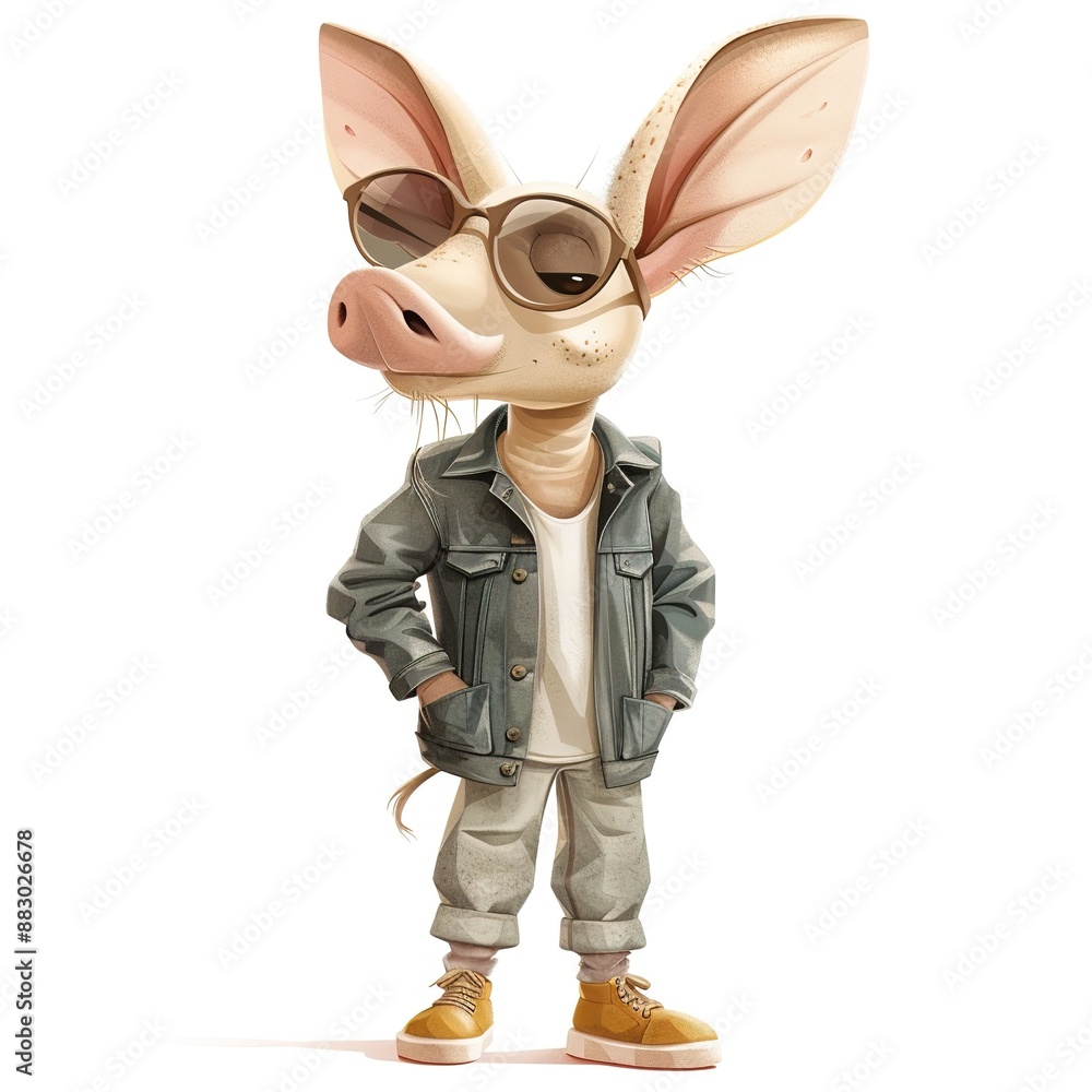Aardvark Tomboy fashion cartoon isolated whitebackground Aardvark Tomboy fashion cartoon isolated whitebackground