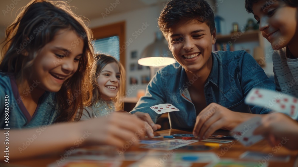 A group of people are playing a card game