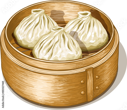 Chinese Food Dim Sum Chicken Dumpling Vector Illustration Clipart