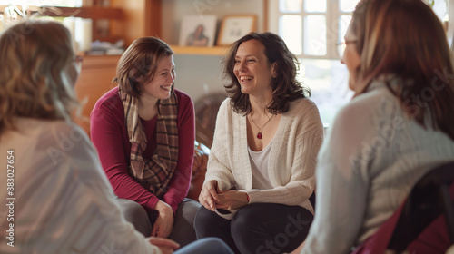 The women's circle captured in the photo shows women sitting in a circle on soft pillows, their faces glowing with joy and support, making the meeting truly meaningful.
